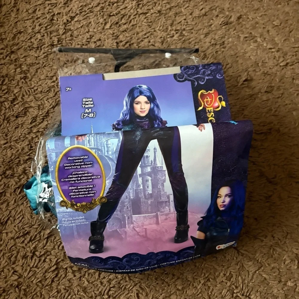 Descendants Mal Costume Medium 7/8 Halloween Blue Purple Disney